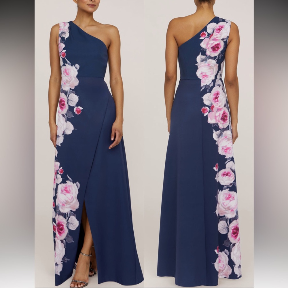NEW Kay Unger CARISSA ONE Floral SHOULDER GOWN Sz 8